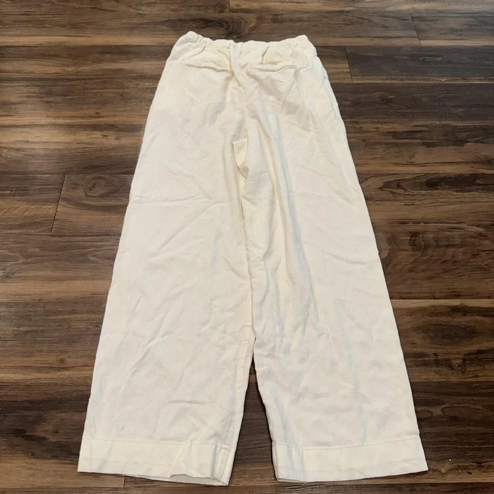 Free People Cream Wide-Leg Linen Pants